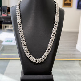 22 Inch Silver and Moissanite Chain
