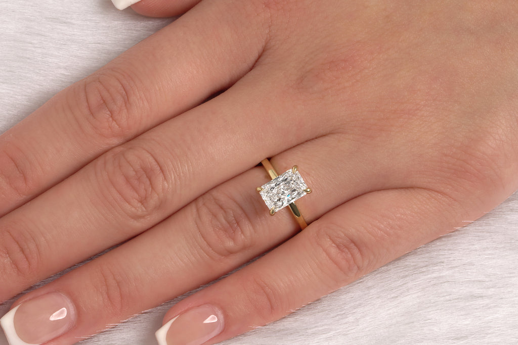 Radiant Cut Engagement Ring with Diamond Hidden Halo Basket*