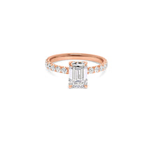 Emerald Cut Engagement Ring With Pavé Hidden Halo