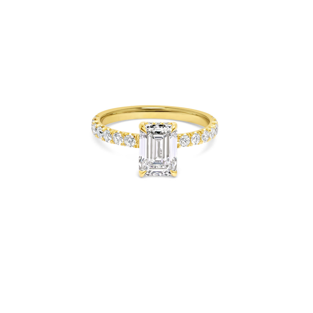 Emerald Cut Engagement Ring With Pavé Hidden Halo