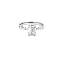Emerald Cut Engagement Ring With Pavé Hidden Halo